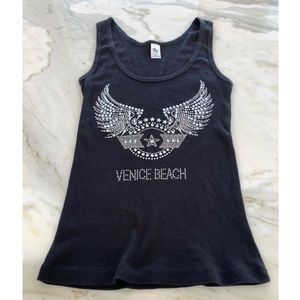 CHELONA BLACK STUDDED VENICE BEACH TANK M NWOTS!